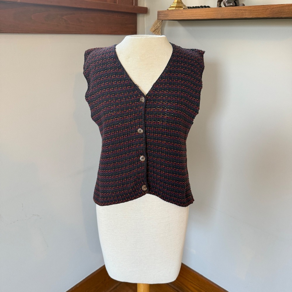 Vintage Knit Small Womens Vest 90s Dark Academia Moody‎ Professor Gothic